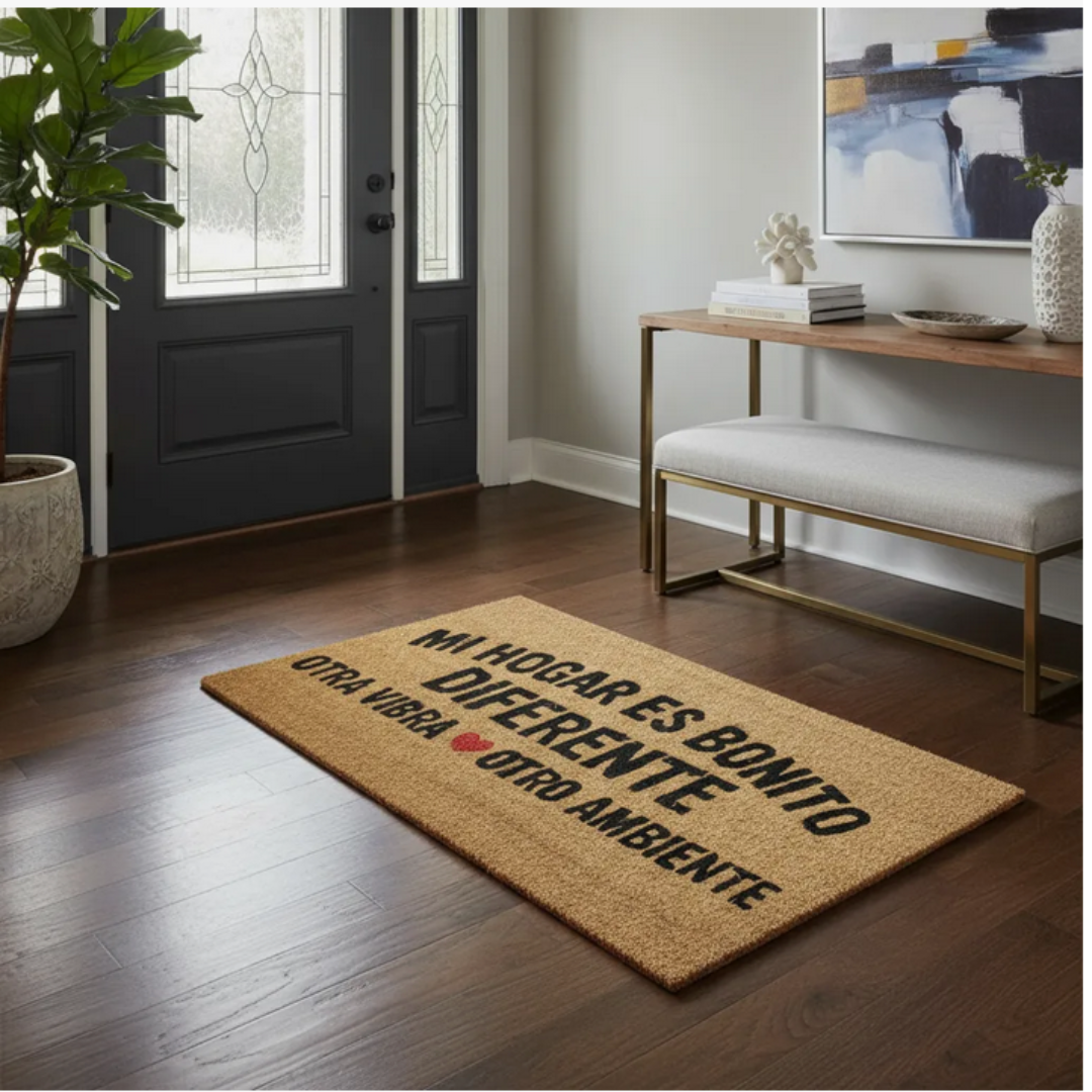 Alfombra Limpia Pies de Mimbre con Frase