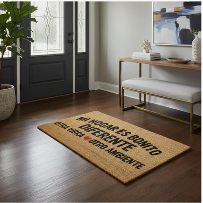 Alfombra Limpia Pies de Mimbre con Frase
