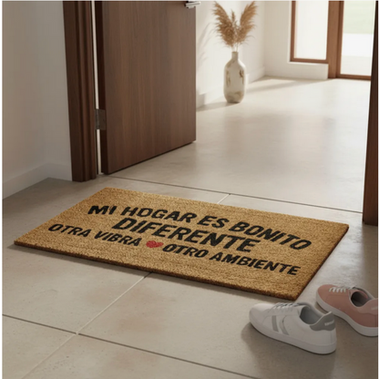 Alfombra Limpia Pies de Mimbre con Frase