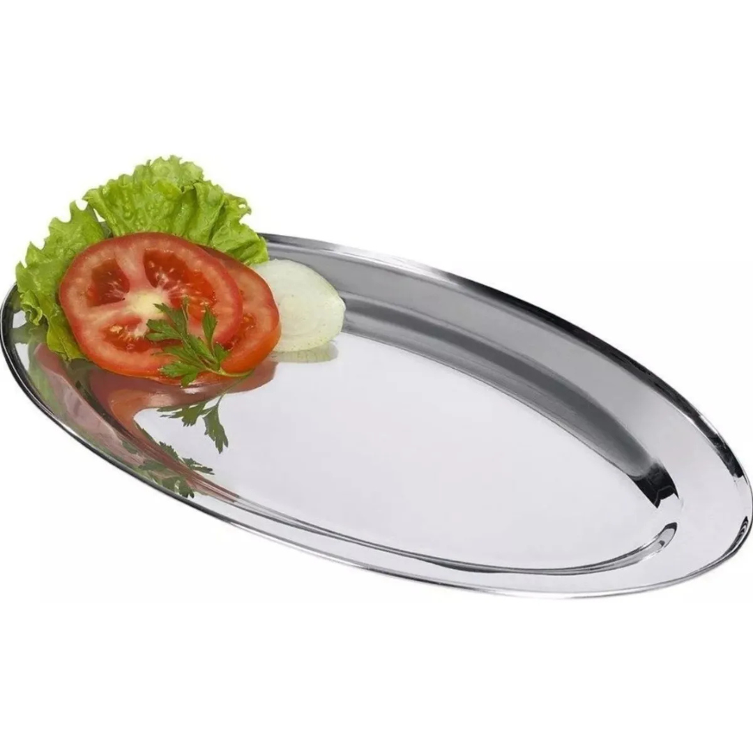 Bandeja Plato Ovalado Acero Inoxidable 30 Cm