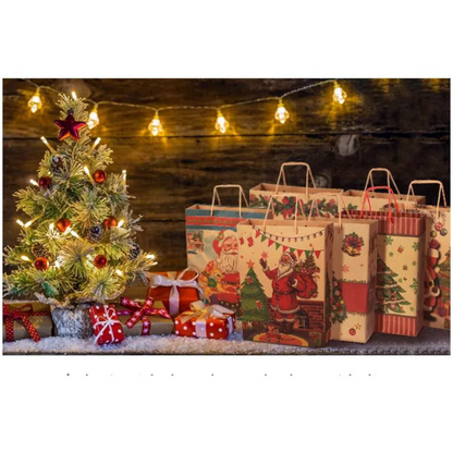 Set 12 Bolsas de Navidad Kraft XL + 12 Bolsas Grandes + Stickers