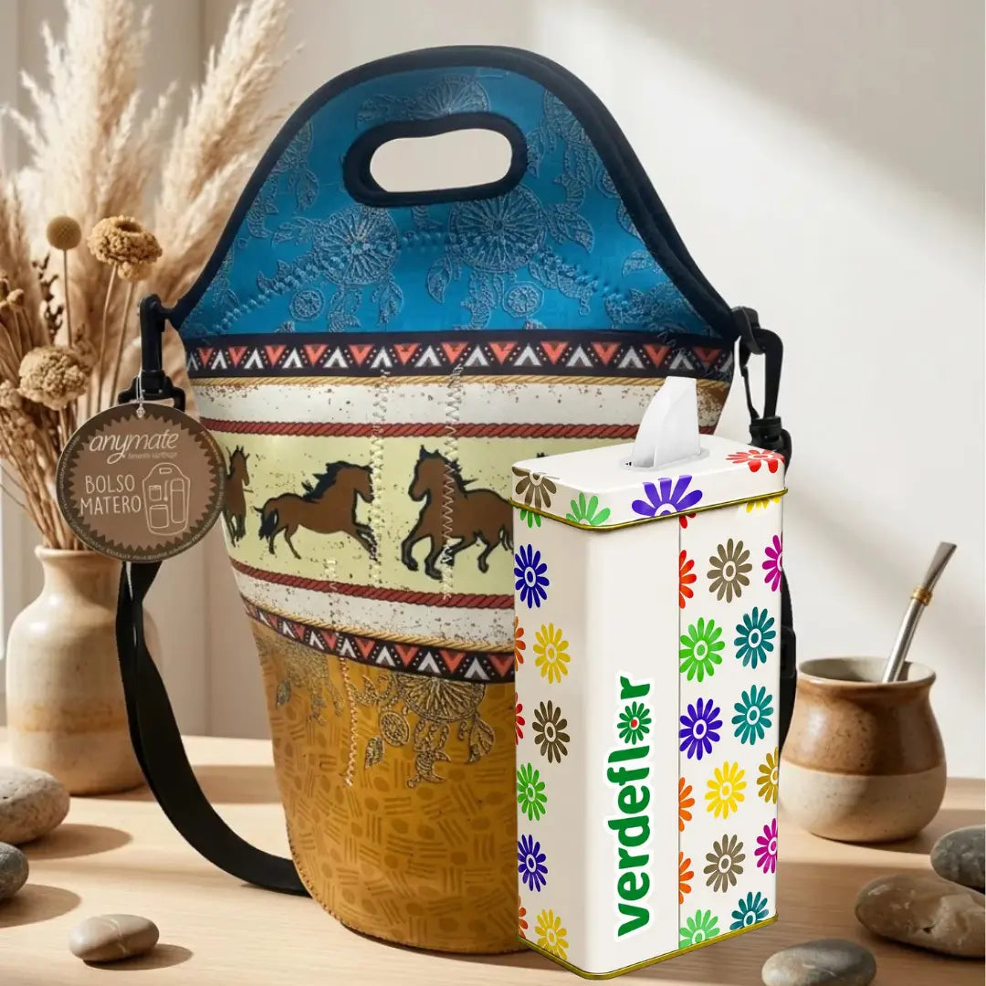 Set Bolso Matero Neopreno + Lata Dispensadora de Yerba 500 g