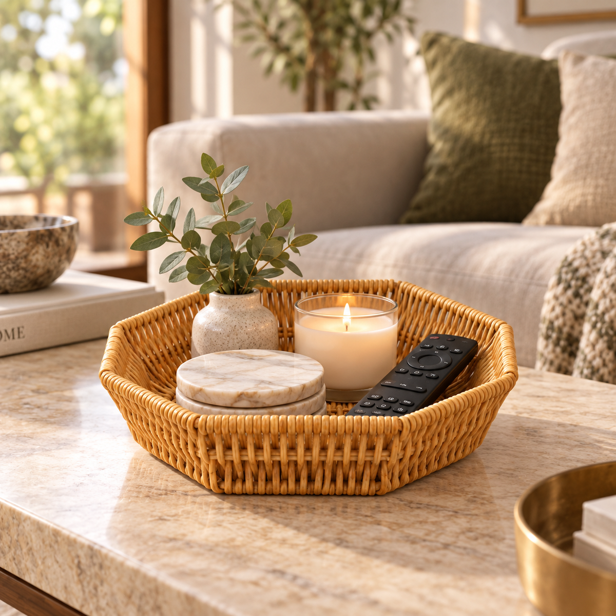 Set de 2 Canasto Tejido para Pan Organizador de Mesa