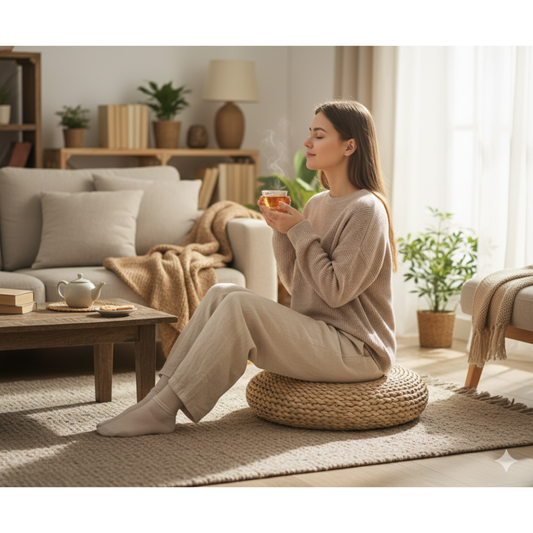 Cojin Puff de Ratam Tejido Suelo 45cm 