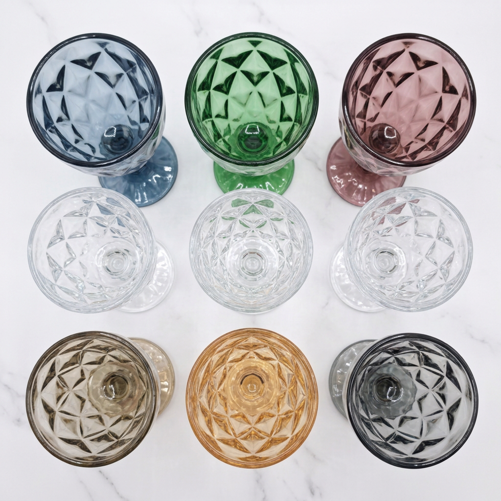 Set de 6 Copas de Vidrio Labrado 340ml Multicolor