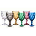 Set de 6 Copas de Vidrio Labrado 235ml de Colores