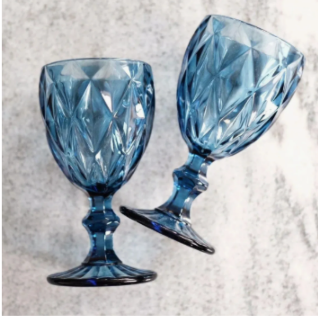 Set 6 Copas Vintage Vidrio Labrado Vino Agua 350 ml