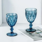Set 6 Copas Vintage Vidrio Labrado Vino Agua 350 ml