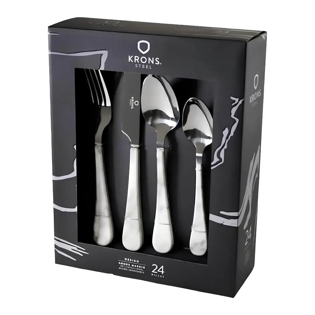 Set Cubiertos 24 Piezas Acero Inoxidable Mármol | Krons