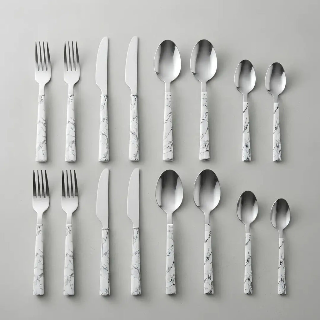 Set Cubiertos 24 Piezas Acero Inoxidable Mármol | Krons