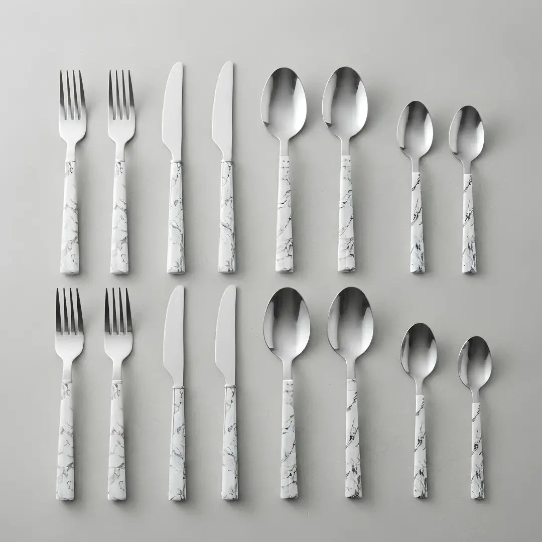 Set Cubiertos 24 Piezas Acero Inoxidable Mármol | Krons