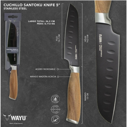 Cuchillo Carnicero Santoku Wayu 5 Pulgadas