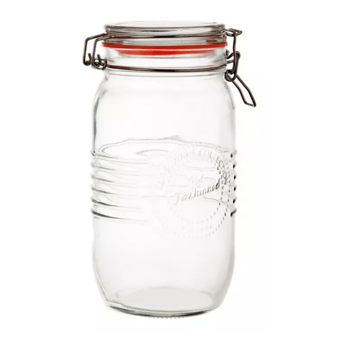 Frasco de Vidrio Hermético de 1L Tapa Clip Cocina Hogar