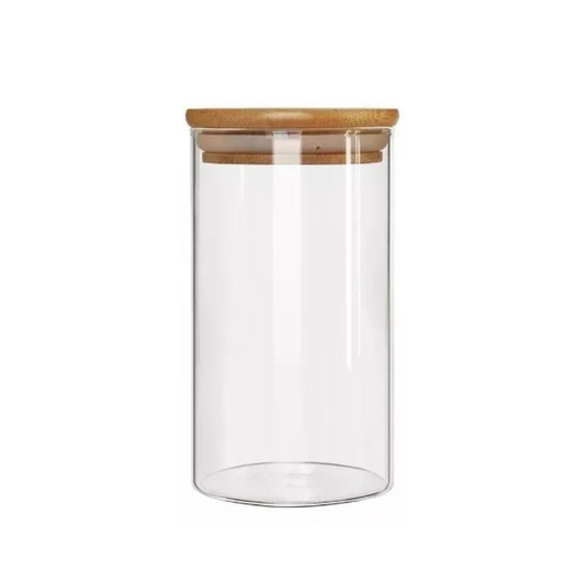 Frasco de Vidrio Tapa Bambu 350 ML