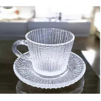 Juego de 6 Tazas Cafe o Te + Plato 64 ML Vidrio