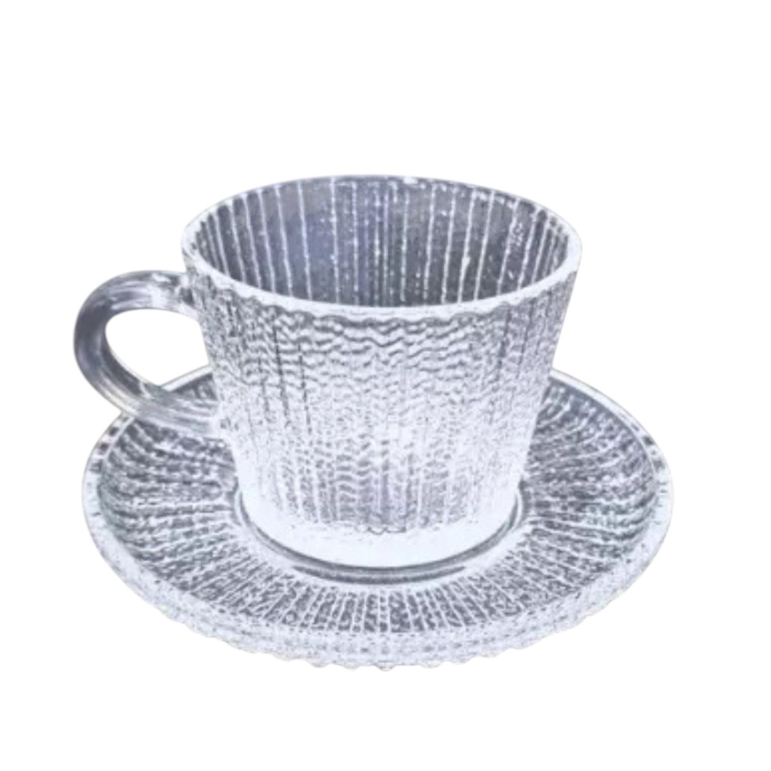 Juego de 6 Tazas Cafe o Te + Plato 64 ML Vidrio