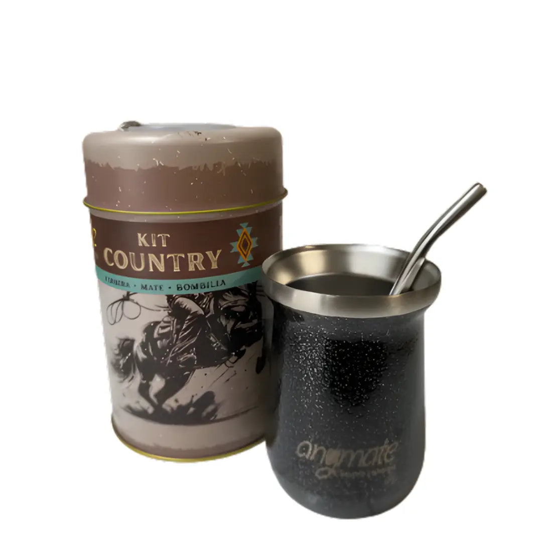 Kit Matero Anymate Country - Mate Térmico, Yerbera y Bombilla