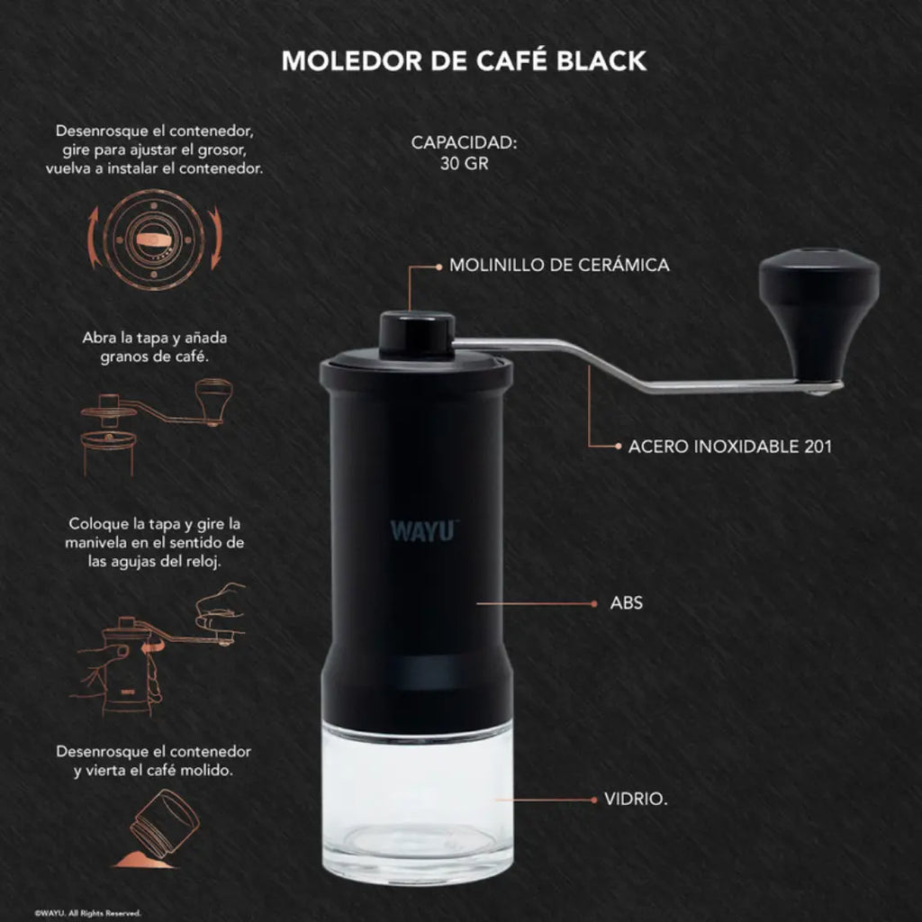 Moledor de Café Manual Wayu Black