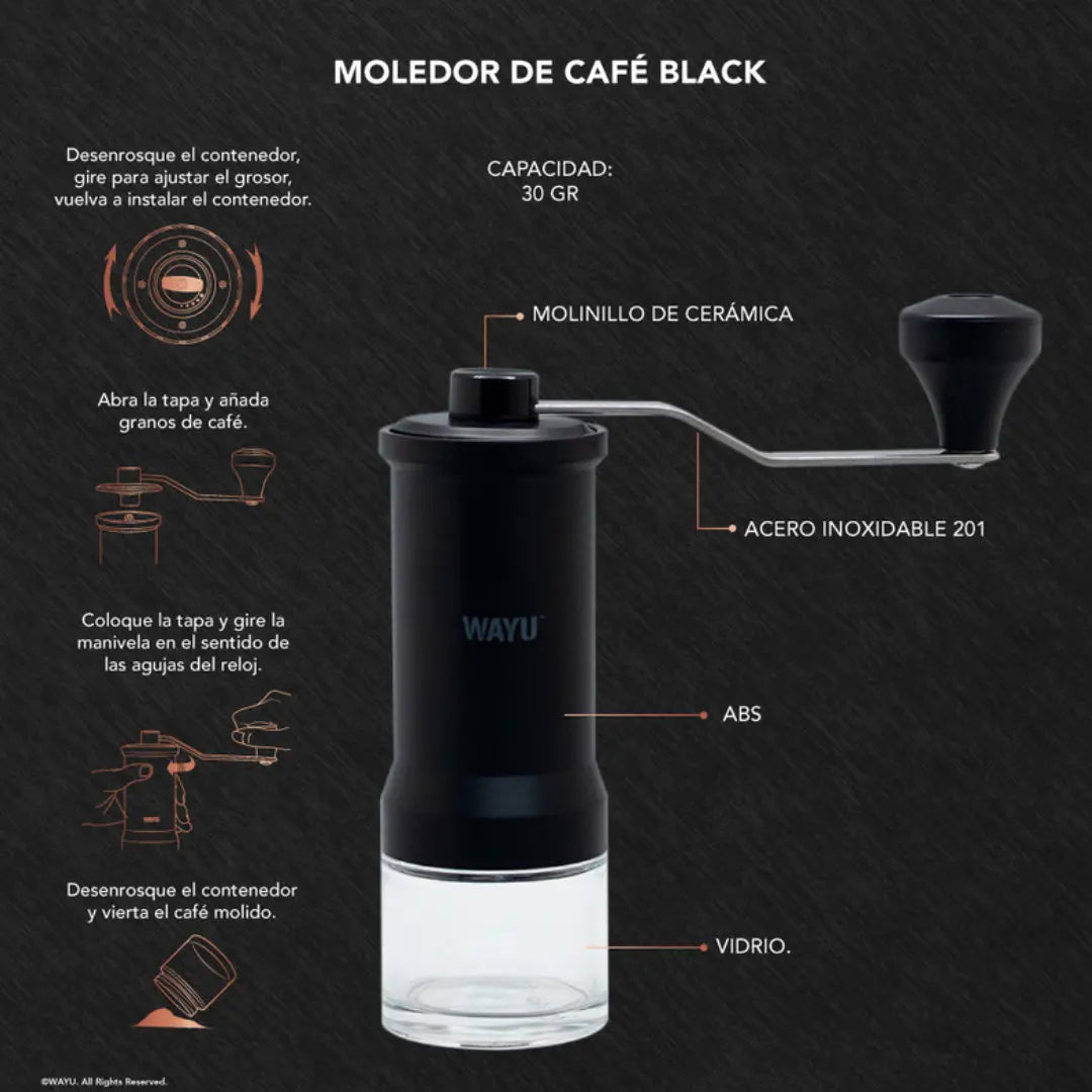 Moledor de Café Manual Wayu Black