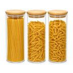 Pack 3 Frasco de Vidrio Tapa Bambu 1800 ML
