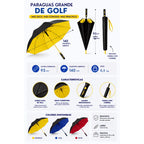 Paraguas Grande de Golf Antiviento 140cm Doble Capa