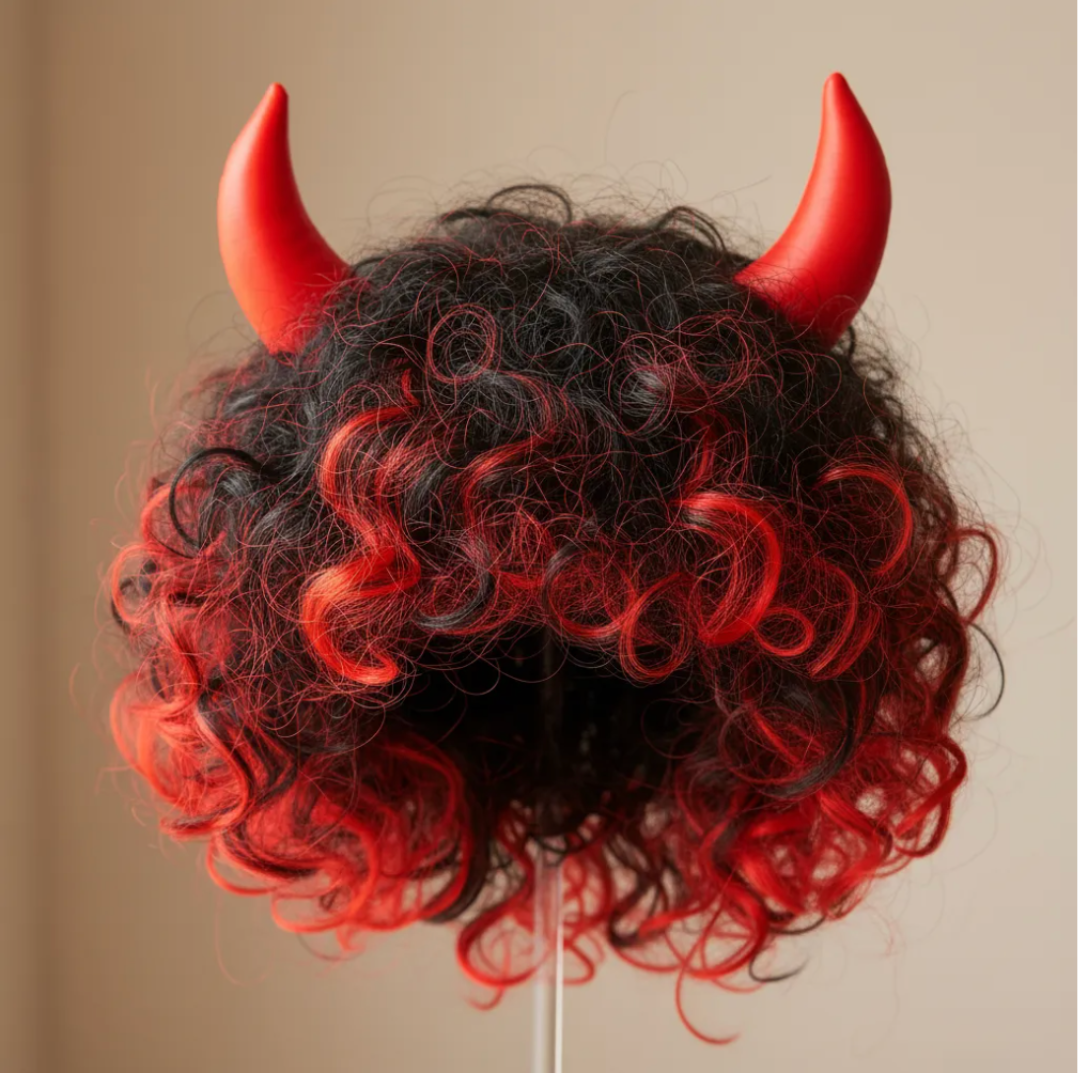 Peluca Diabla + Tridente Accesorios Halloween