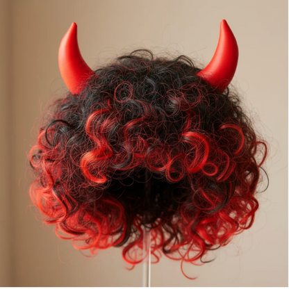 Peluca Diabla + Tridente Accesorios Halloween