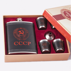 Set Petaca Licorera CCCP 8oz | Acero Inoxidable y Vasos