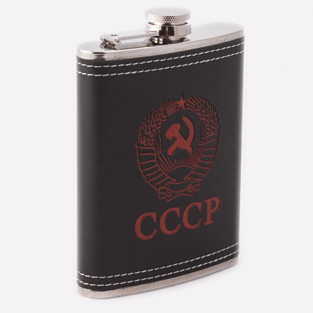 Set Petaca Licorera CCCP 8oz | Acero Inoxidable y Vasos