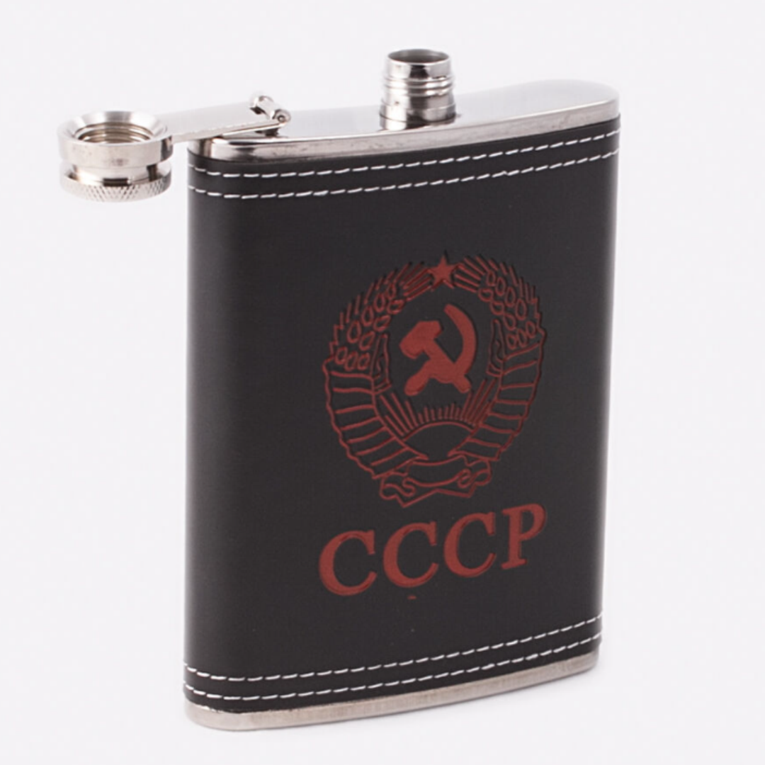 Set Petaca Licorera CCCP 8oz | Acero Inoxidable y Vasos
