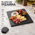 Tabla de Pizarra Cuadrada 30x30 cm para Picoteo y Quesos