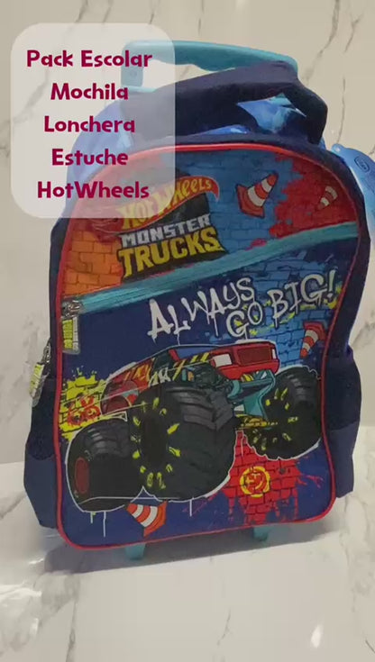 Pack Escolar Mochila + Estuche + Lonchera Hotweels