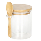 Set 2 Frascos Vidrio Tapa Bambú con Cuchara 500ml GLASSO