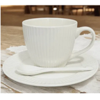 Set 2 Tazas Cafe Ceramica con Plato y Cuchara 250 Ml