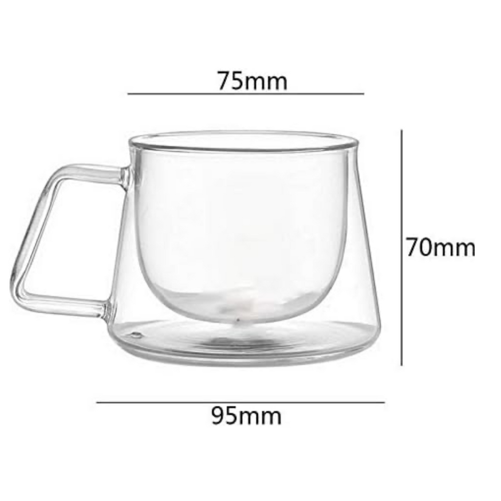 Taza para Cafe o Te Vidrio Doble Pared Base Plana 150 ML