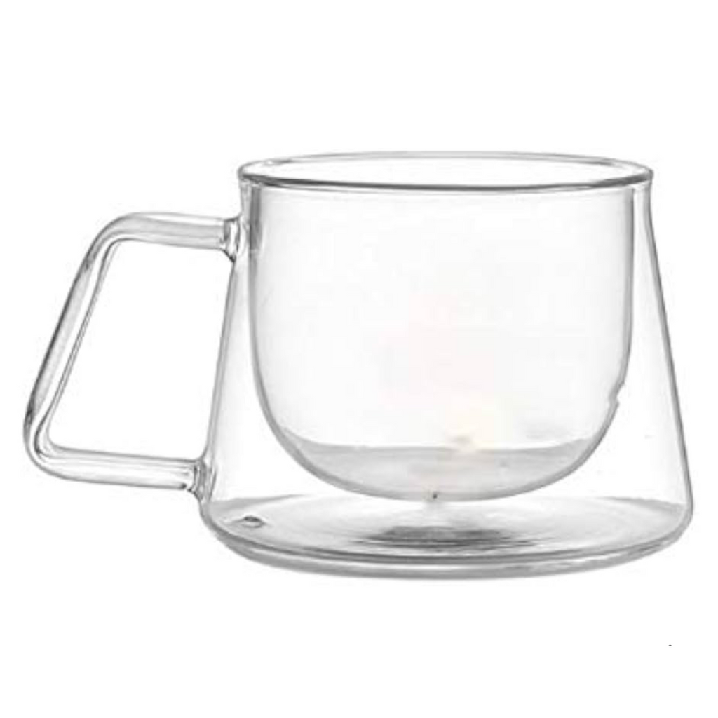 Taza para Cafe o Te Vidrio Doble Pared Base Plana 150 ML