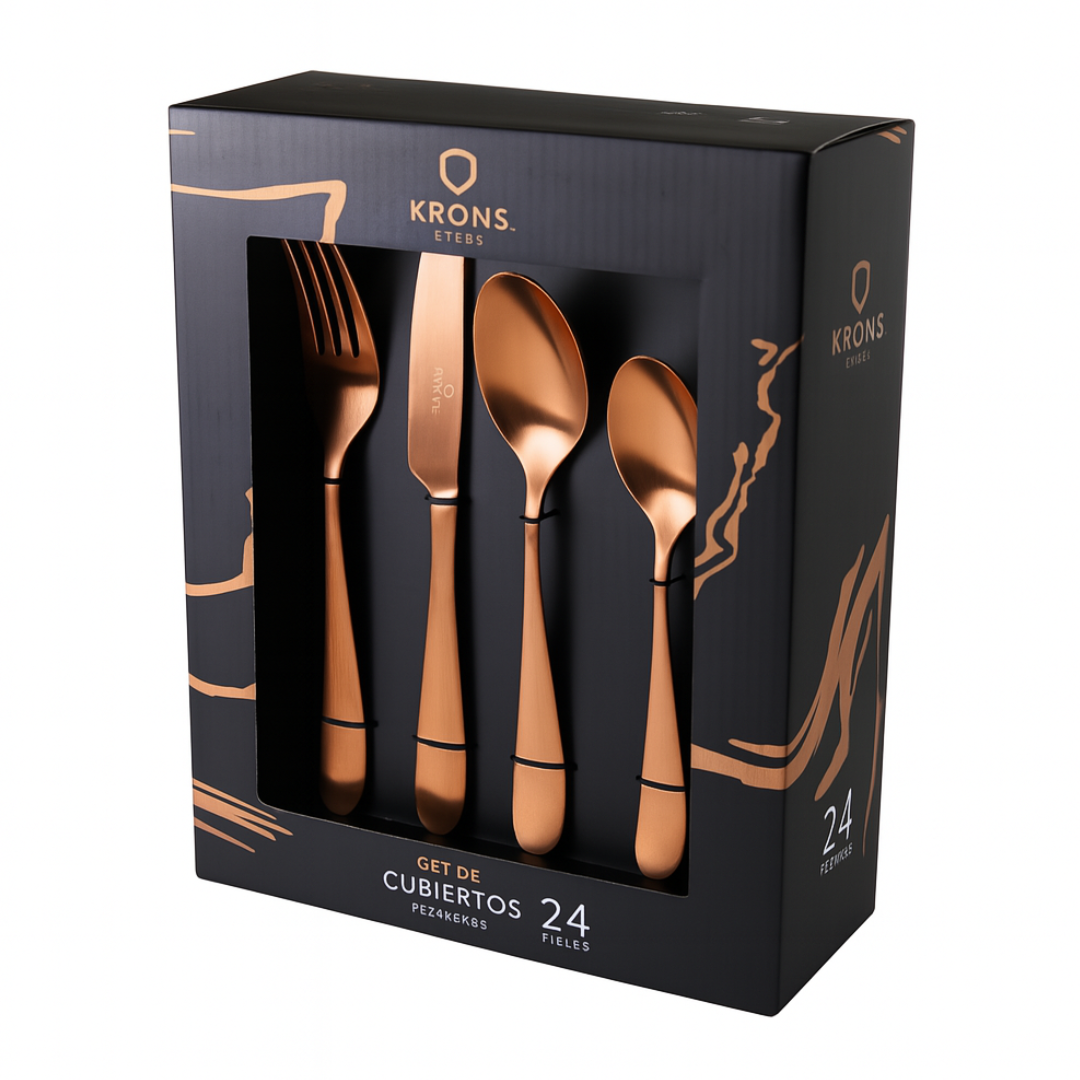 Set 24 Cubiertos Bronce Krons