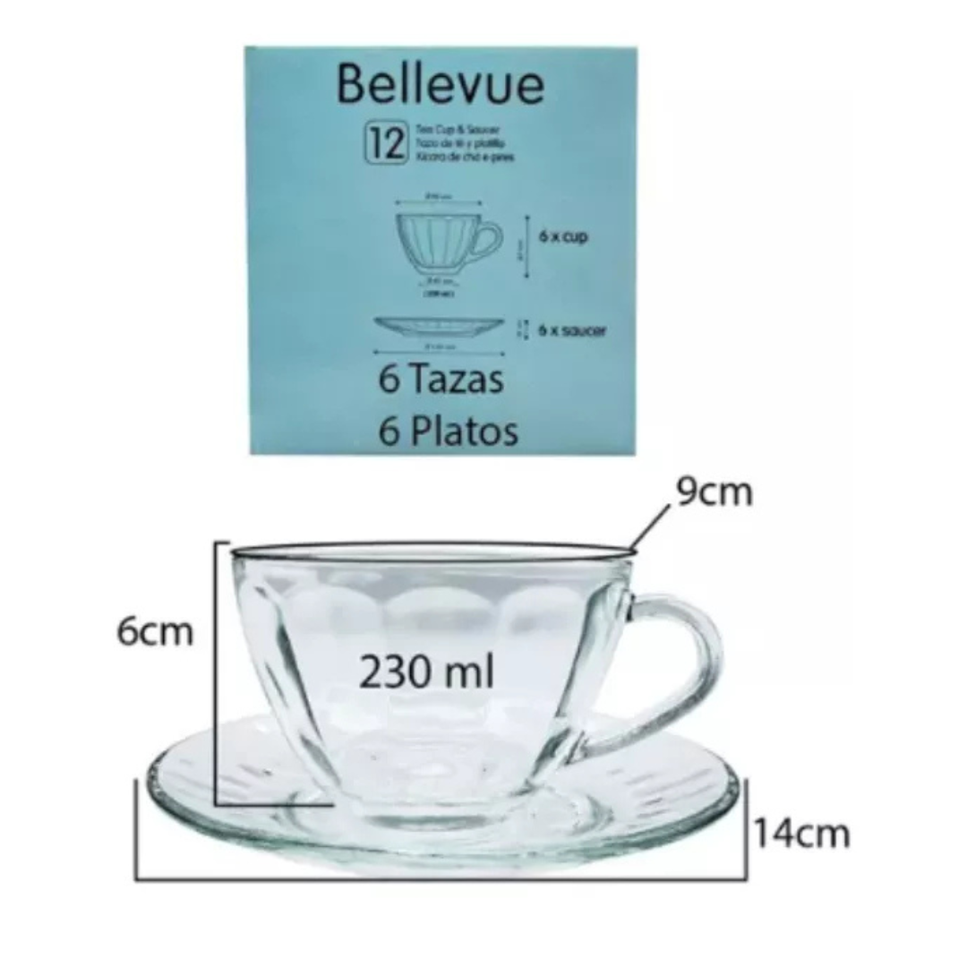 Set 6 Tazas + Platos de Te o Cafe Bellevue Kimglass