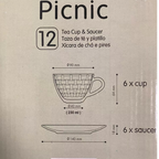 Set 6 Tazas + plato de Cafe o Te 230 ML Picnic Kimglass