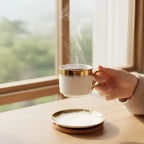 Set de Tazas de Café con Platillo Porcelana Blanca y Dorado