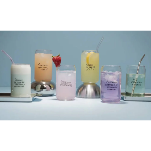 Set 6 Vasos Lata con Frases Cristar | Vidrio 473ml 1