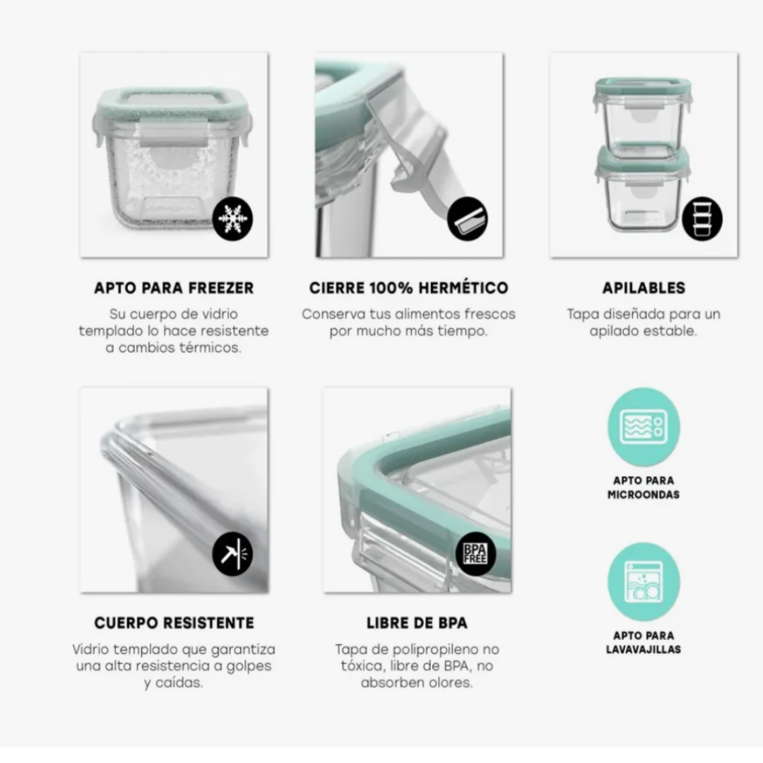 Set 8 Mini Taper para Alimentos Allegra 210 ML