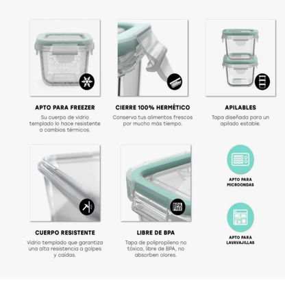 Set 8 Mini Taper para Alimentos Allegra 210 ML