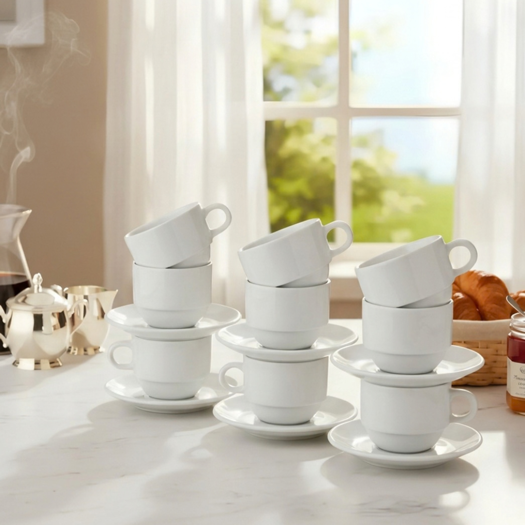 Set de 6 Tazas de Café Porcelana 100cc Wellington