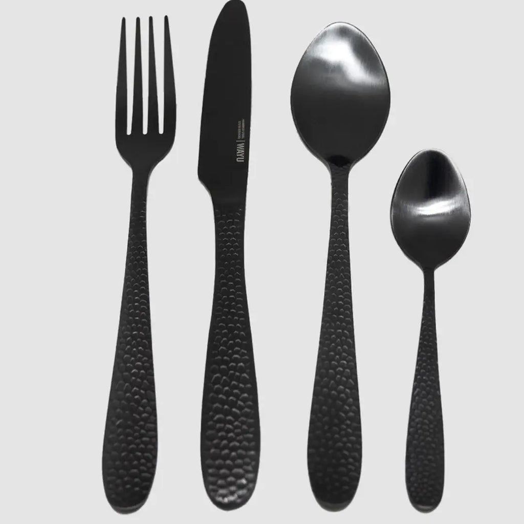 Set de Cubiertos Hammer Wayu 16 Piezas Negro Mate