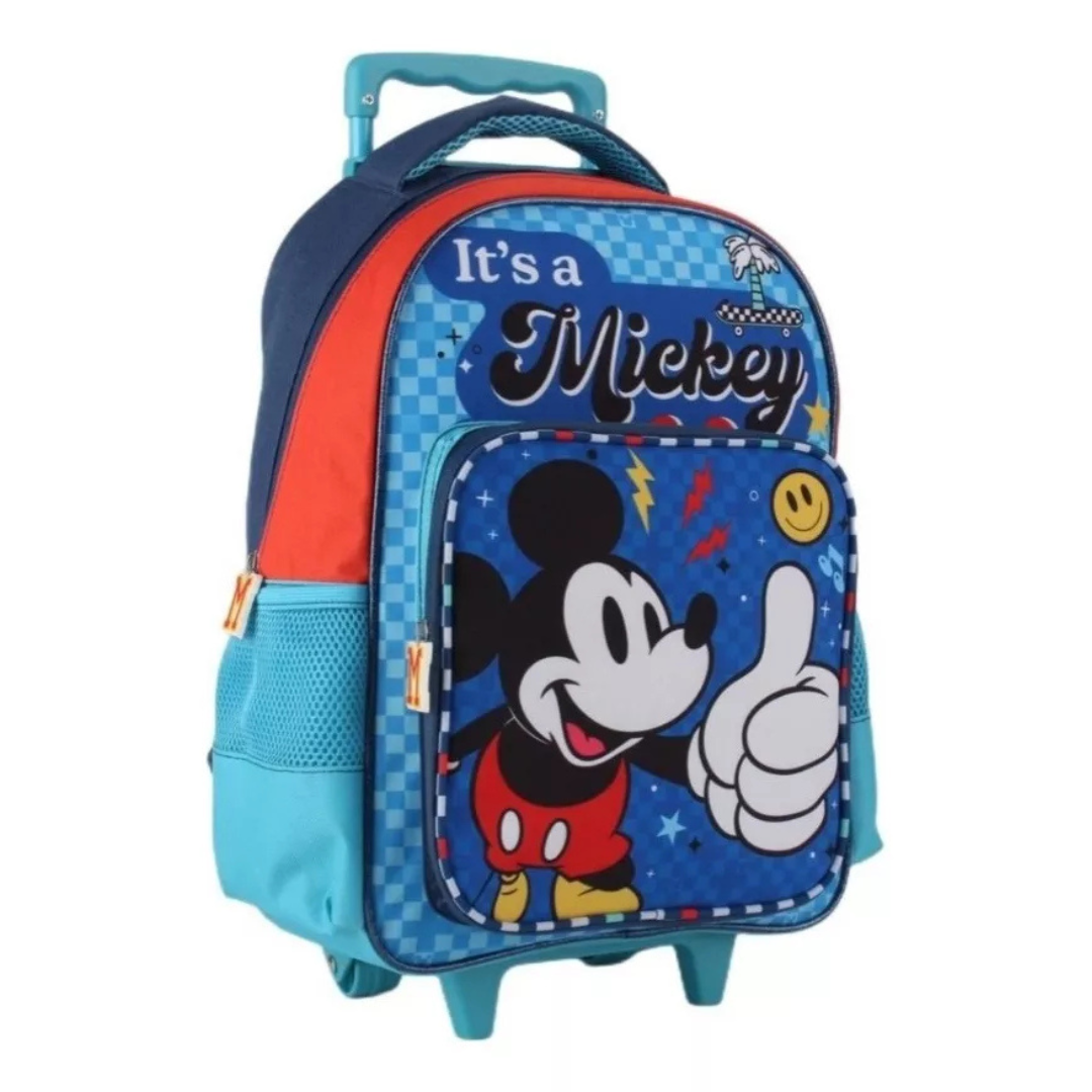 Set Escolar Mochila con Ruedas + Lonchera + Estuche Mickey