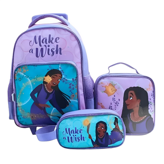 Set Escolar Mochila con Ruedas + Lonchera + Estuche Wish