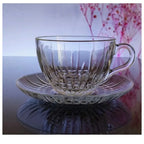 Tazas de Te o Cafe Vidrio Tallado con Plato 240ml