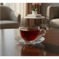 Tazas de Te o Cafe Vidrio Tallado con Plato 240ml