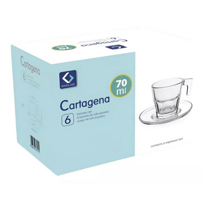 Set 6 Tazas + Plato Cafe Expresso 70 Ml Kimglass Cartagena